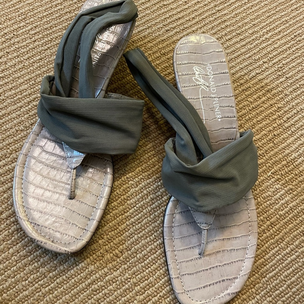Donald J. Pliner Olive Thong Sandals with Wide Fabric Straps
